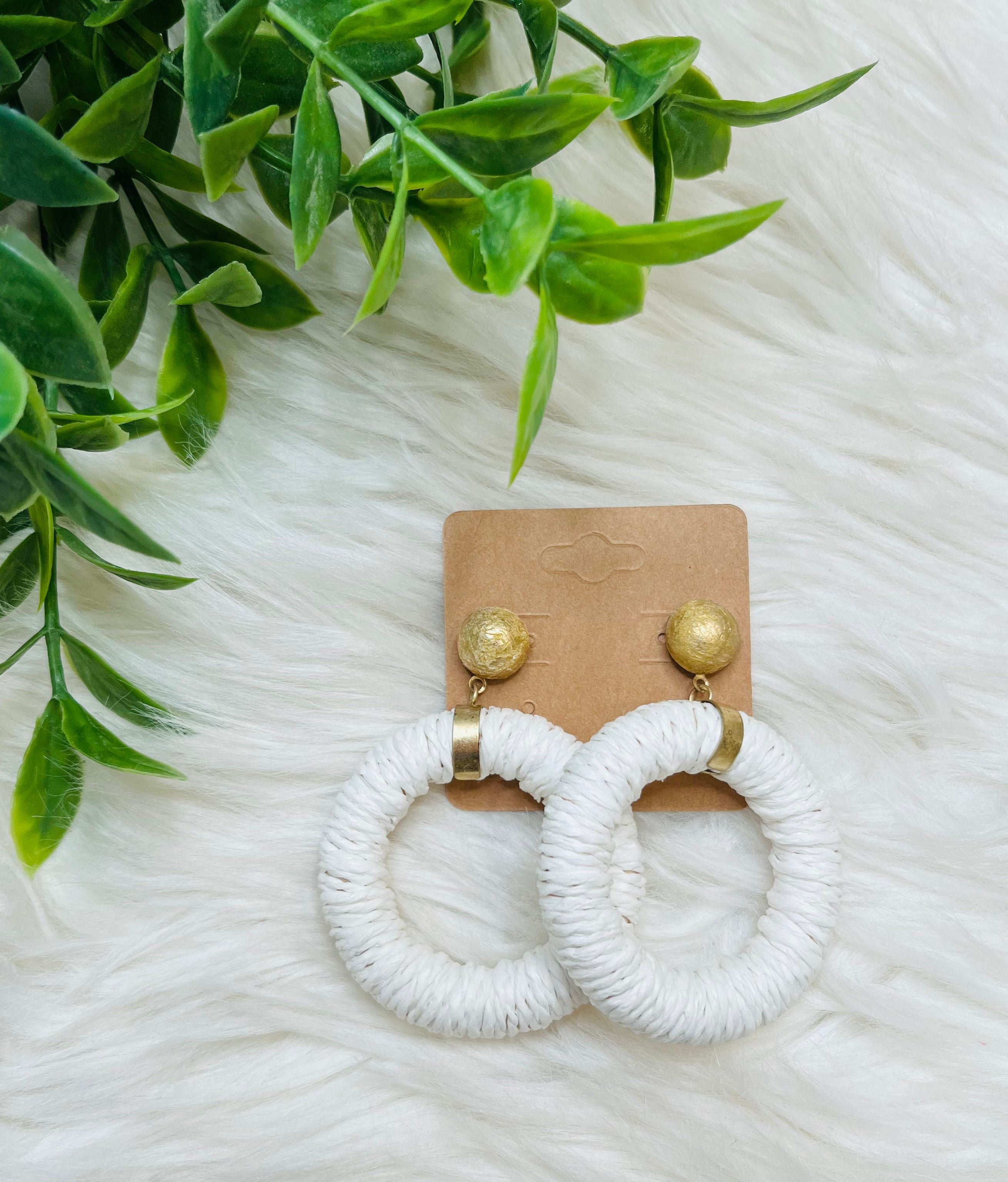Women’s White Woven Earrings