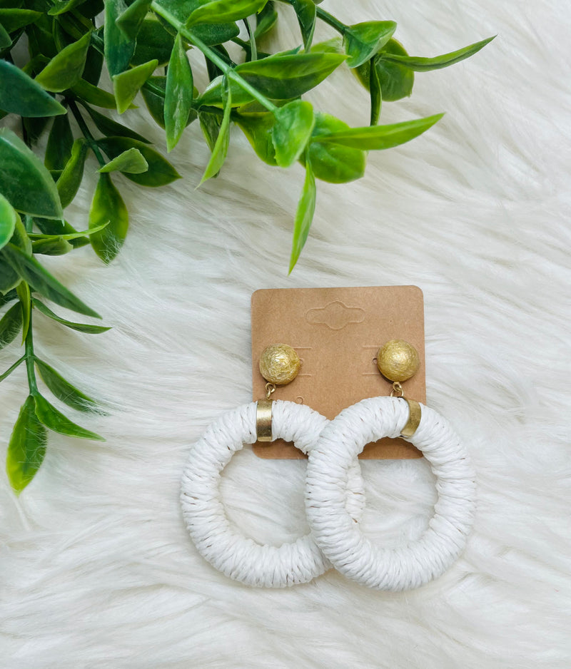 Women’s White Woven Earrings