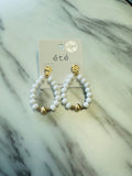 Women’s White and Gold Clay Beaded Earrings