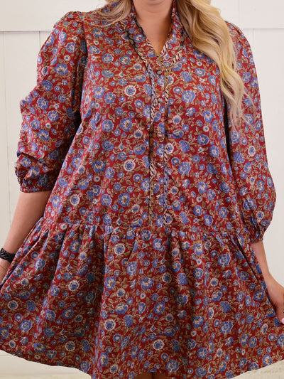Women’s Wine Mixed Floral Dress