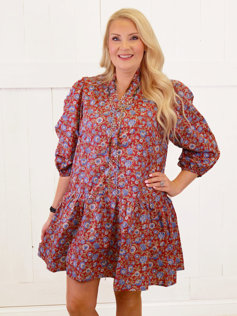 Women’s Wine Mixed Floral Dress