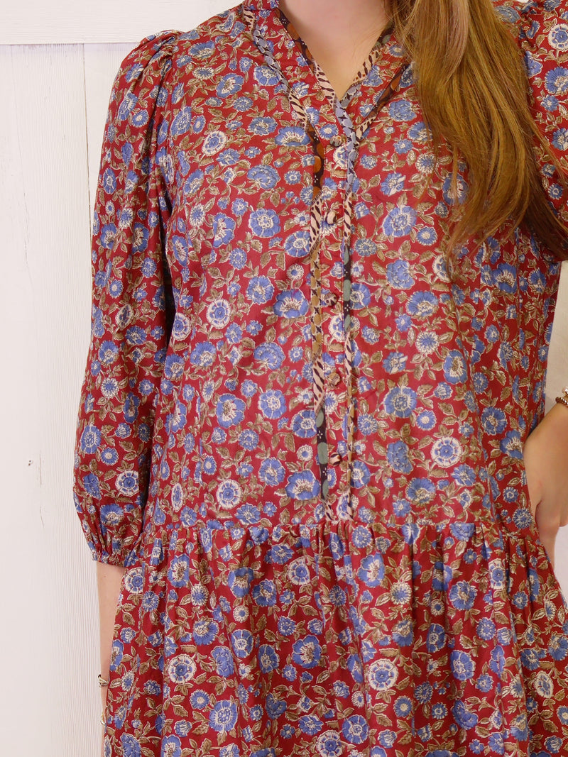 Women’s Wine Mixed Floral Dress