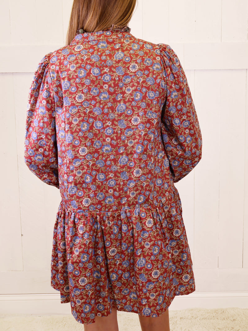 Women’s Wine Mixed Floral Dress