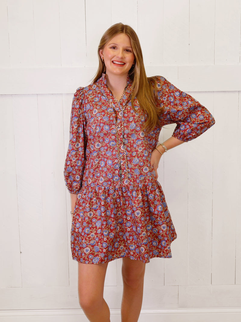 Women’s Wine Mixed Floral Dress