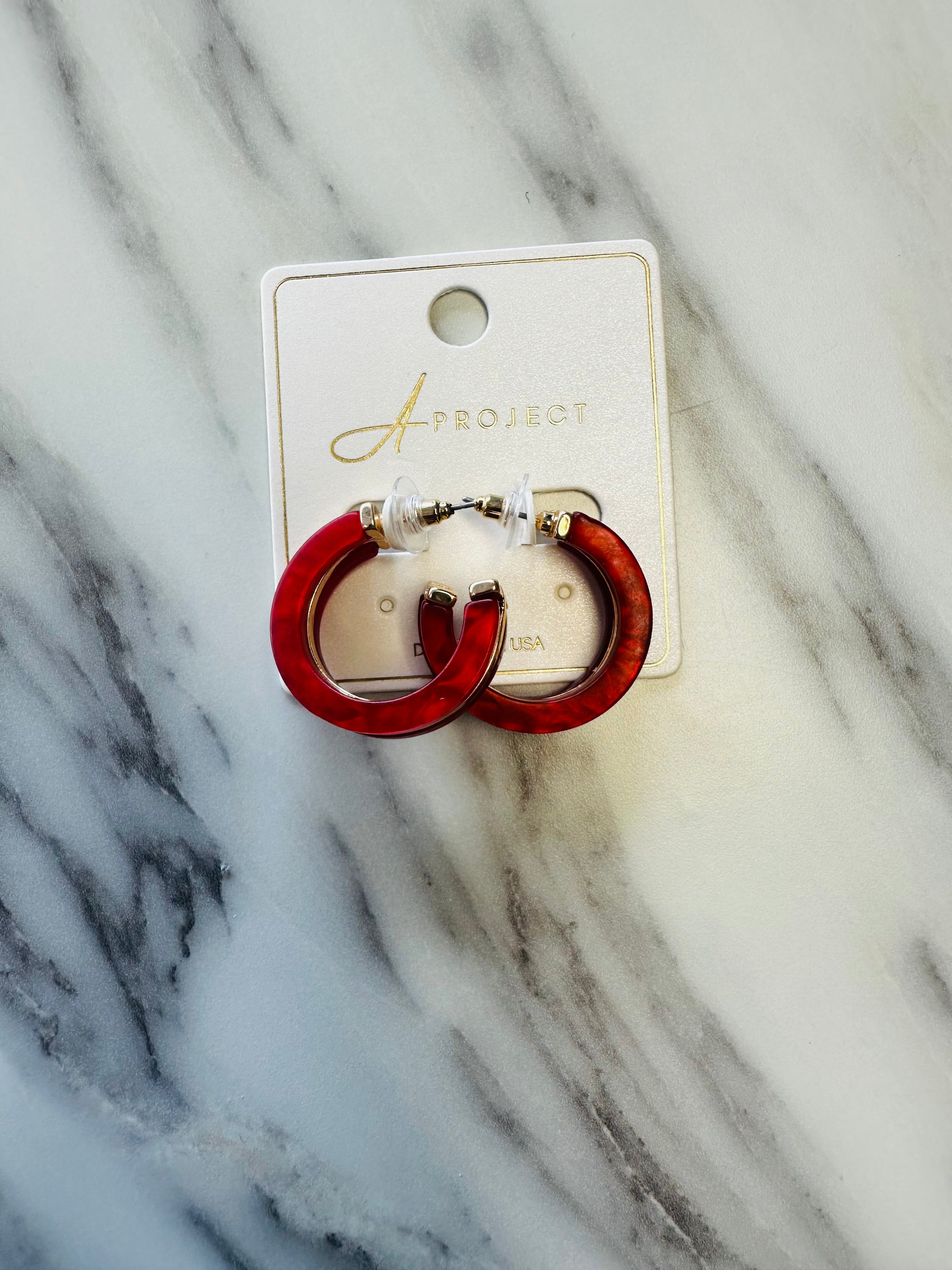 Women’s Wine and Gold Hoops Earrings