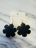 Women’s Wooden Black Flower Earrings