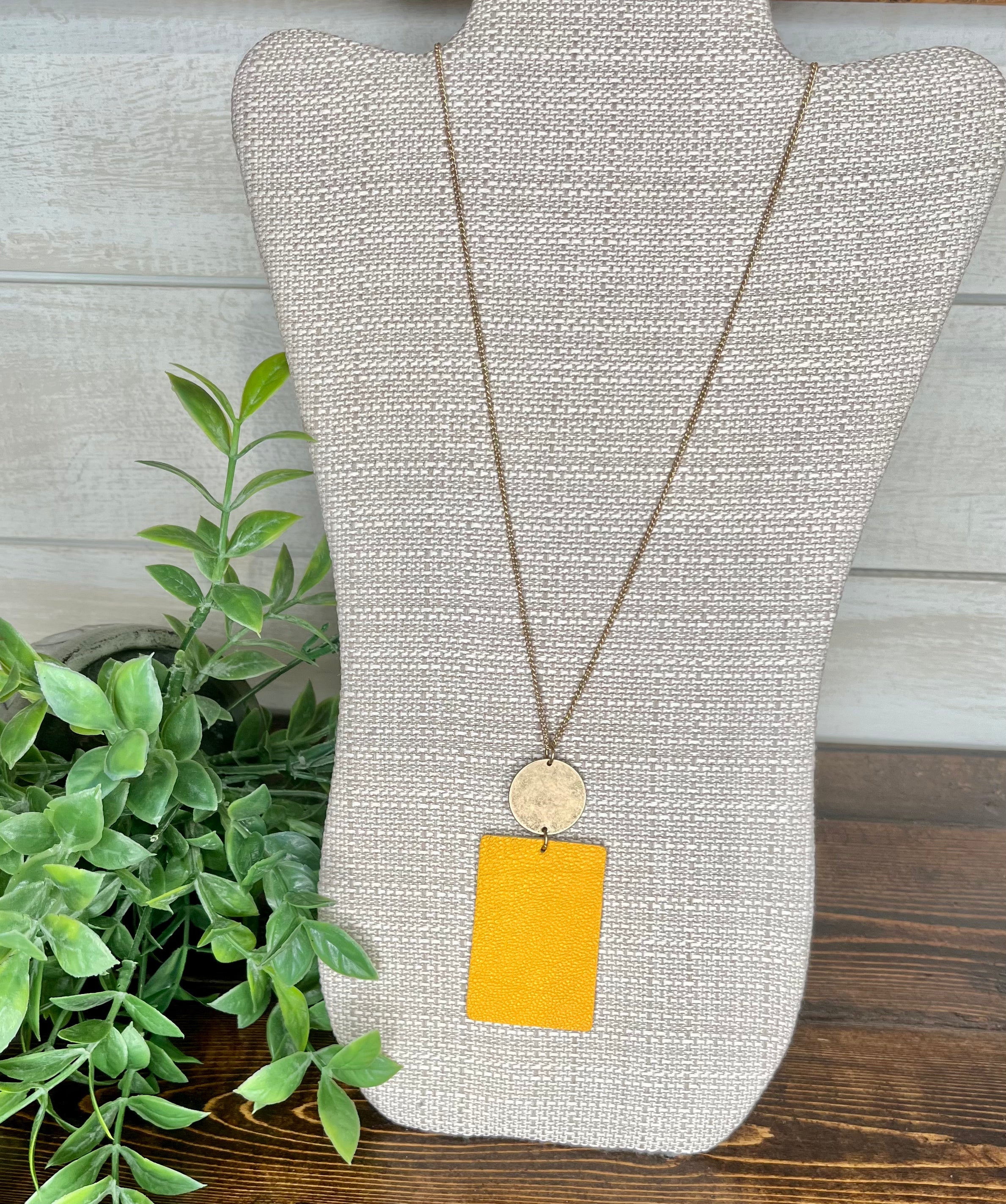 Women’s Yellow Leather Necklace