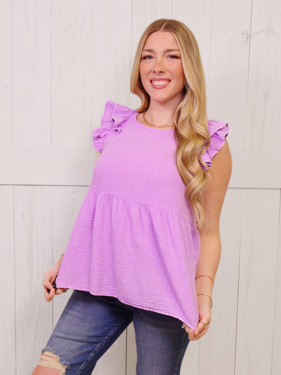 Women’s Zenana Acid Wash Ruffle Top