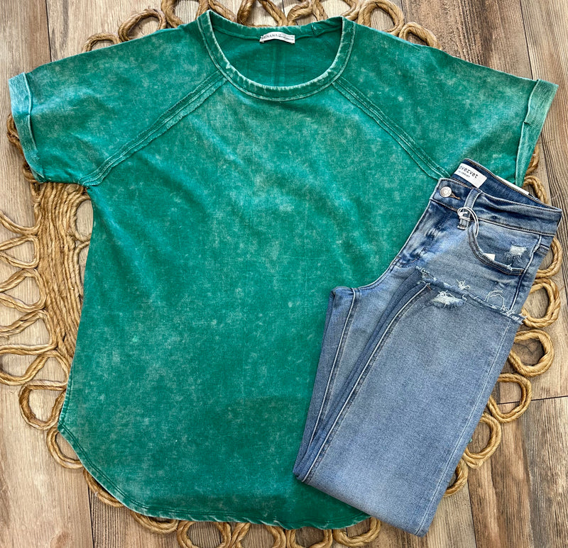 Women’s Zenana Curvy Acid Wash Top