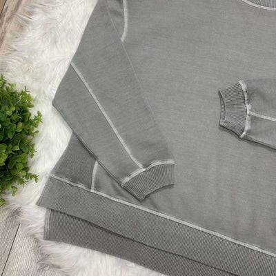 Women’s Basic Zenana Enzyme Wash Split Side Oversized Pullover Sleet Grey Sweater