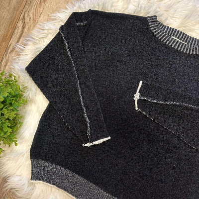 Women’s Basic Zenana Exposed Seam Round Neck Sweater Black