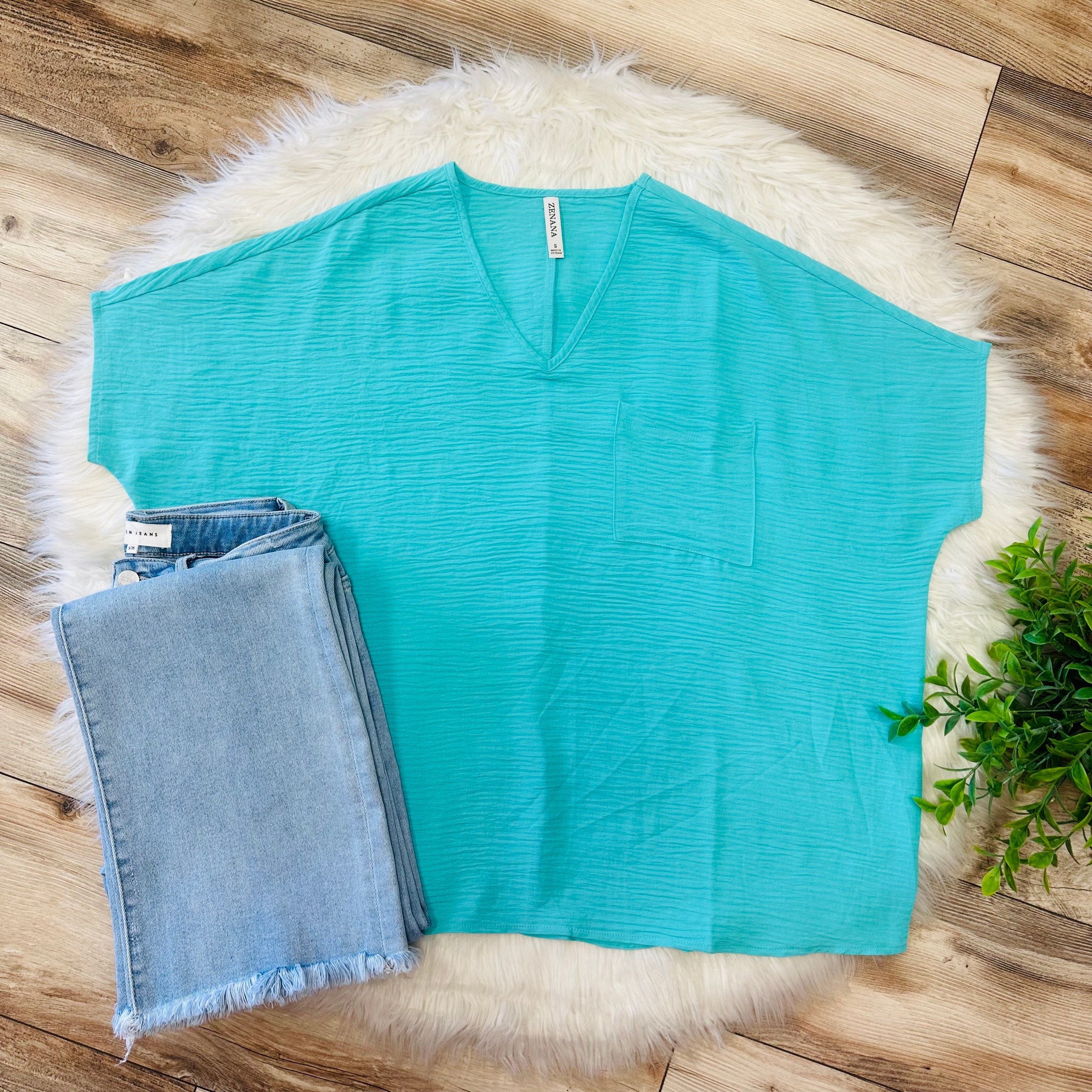 Women’s Zenana Mint V Neck Oversized Top