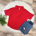 Women’s Zenana Red V Neck Collared Top