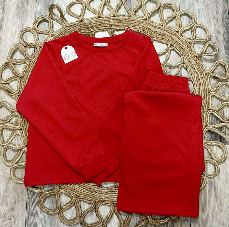 Women’s Zenana Scuba Pants Set Red