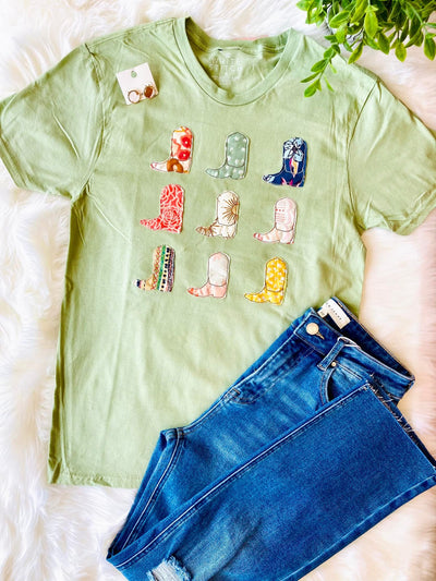 Women’s the white stitch Boot Green Tee