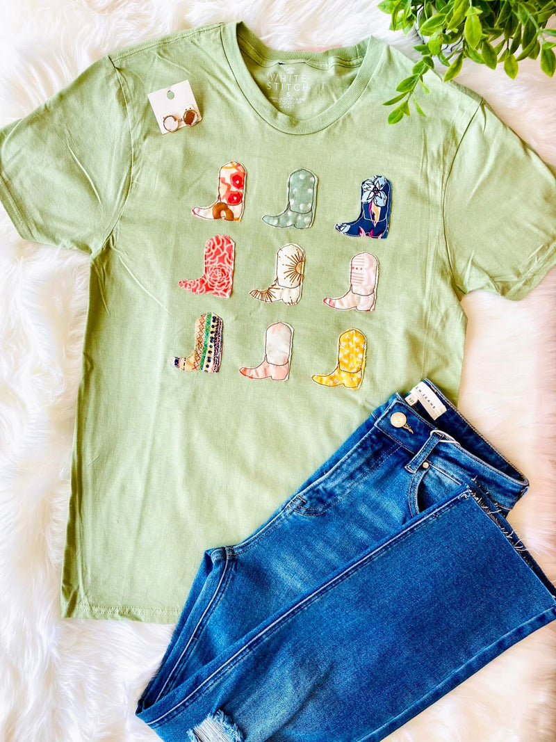 Women’s the white stitch Boot Green Tee