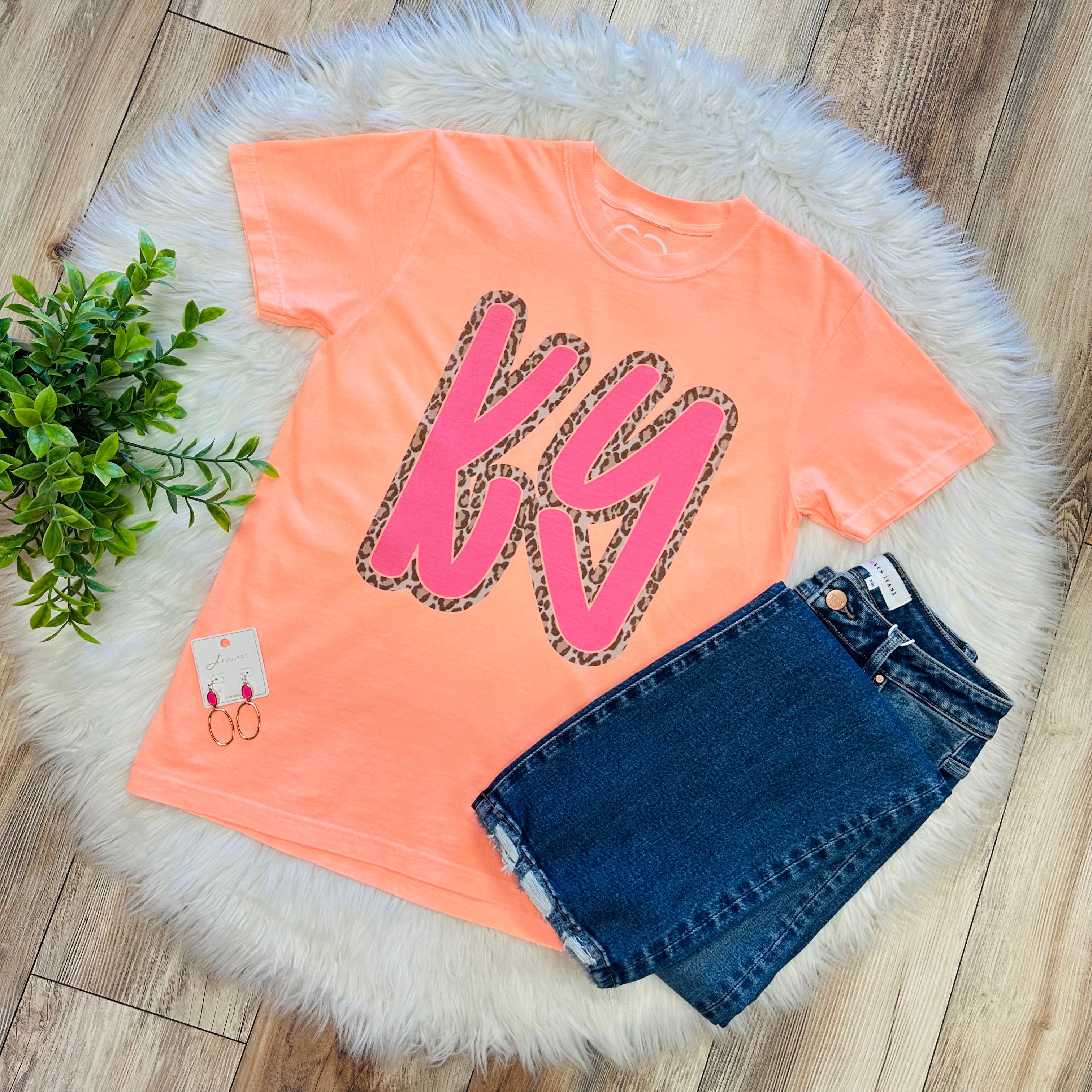 Womens Bright Orange KY Graphic Tee
