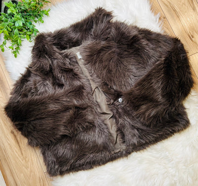 Womens Brown Fur Jacket - Sweater