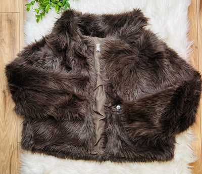 Womens Brown Fur Jacket - Sweater