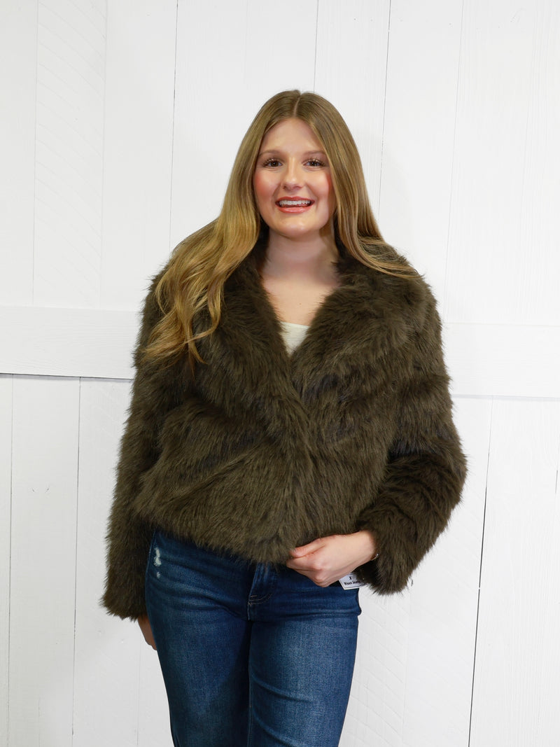 Womens Brown Fur Jacket - Sweater