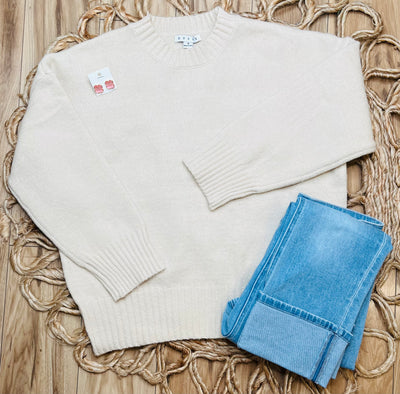 Womens Cream Sweater Pullover Top