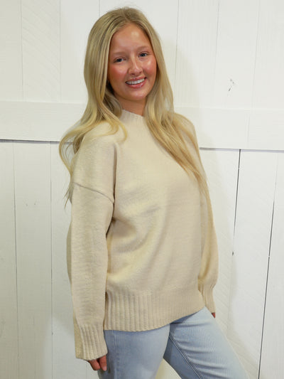 Womens Cream Sweater Pullover Top