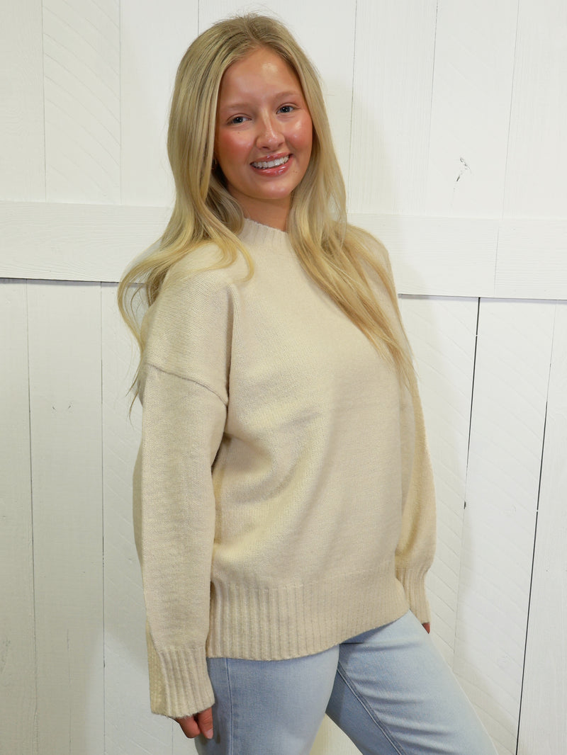 Womens Cream Sweater Pullover Top