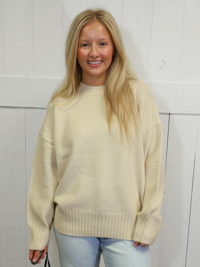 Womens Cream Sweater Pullover Top