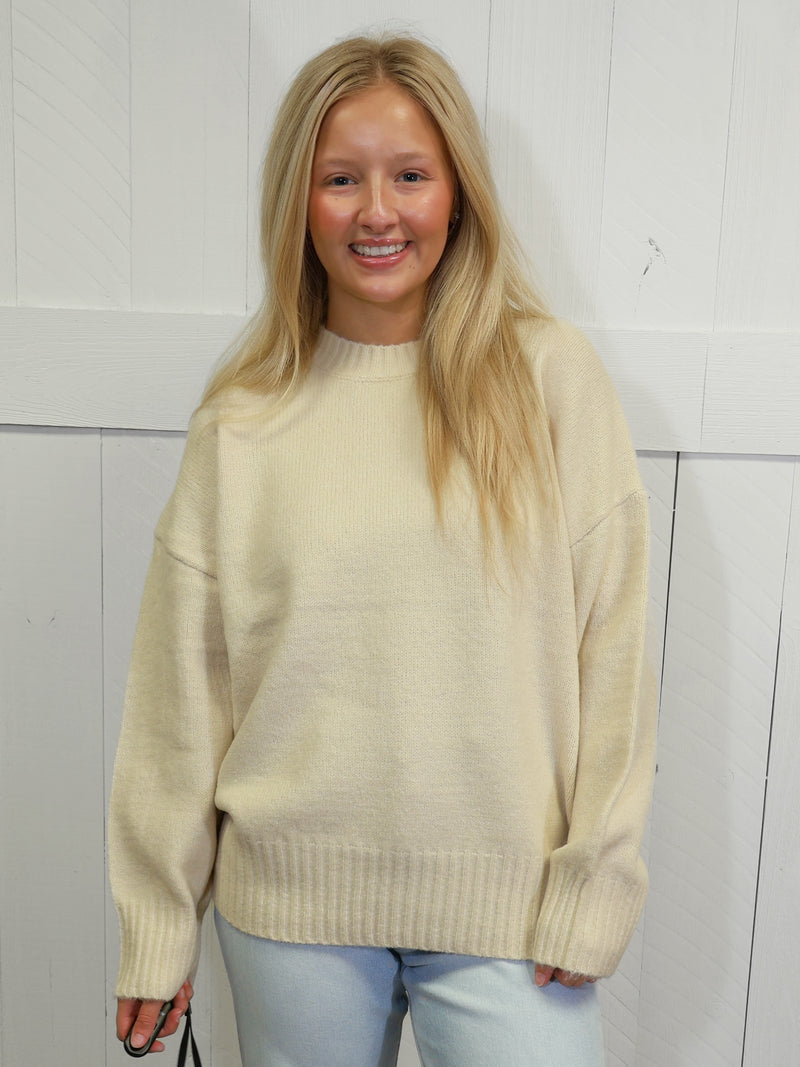 Womens Cream Sweater Pullover Top