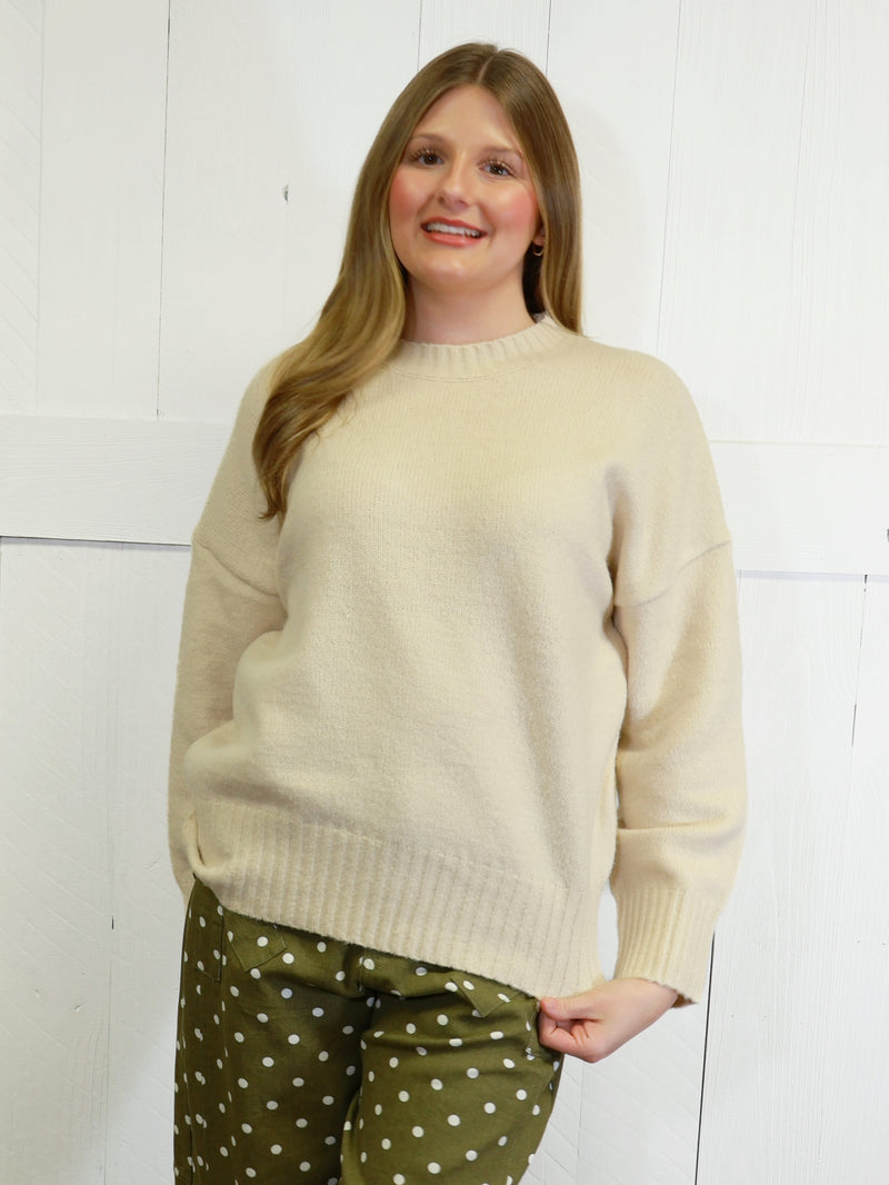 Womens Cream Sweater Pullover Top