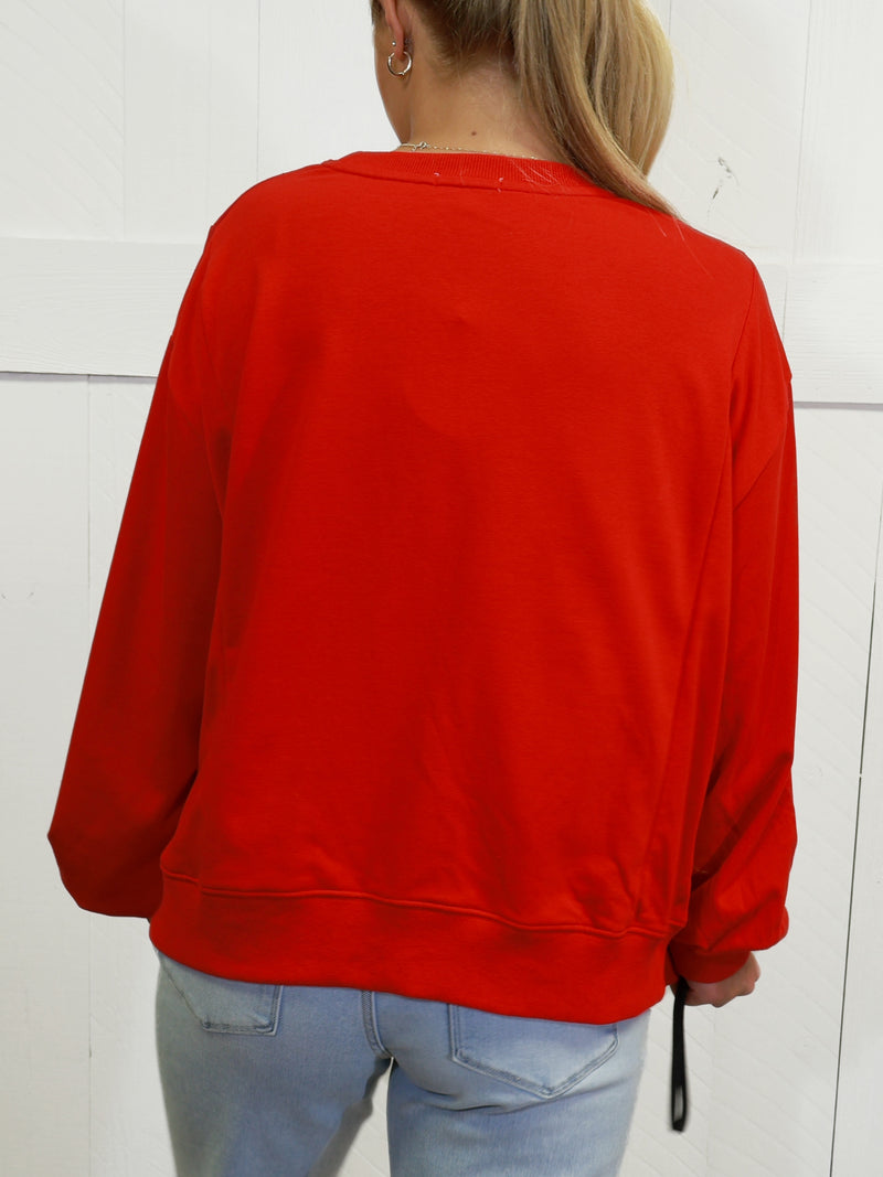 Womens Merry With Ornament Patchwork Oversized Sweater Top