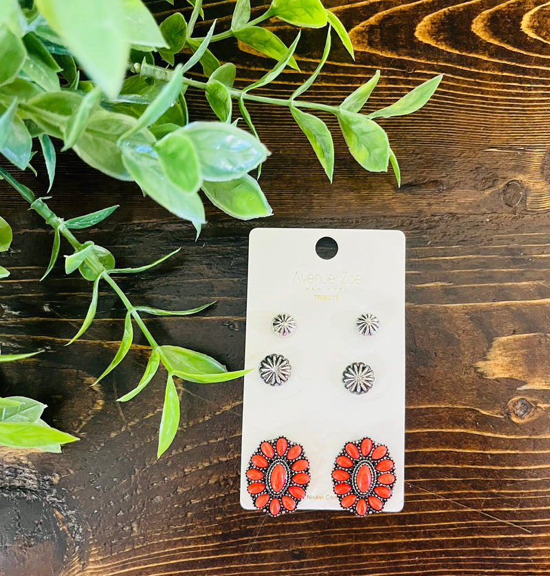 Womens Orange Western Earrings