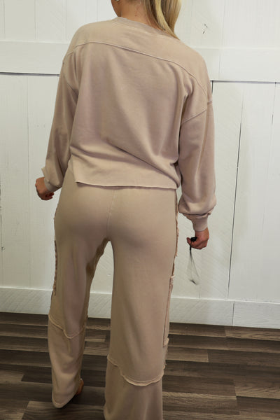 Womens Taupe Pant Set