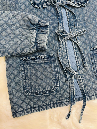 Womens Washed Denim Quilted Jacket