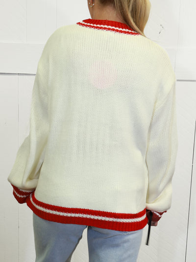 Womens White Christmas Tree Patchwork Sweater