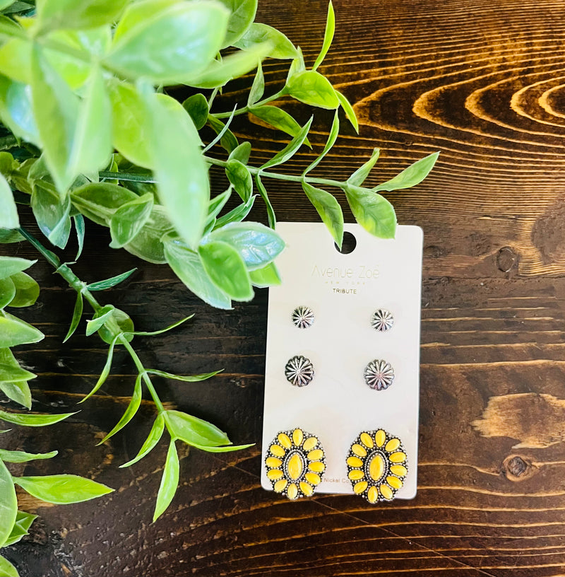Womens Yellow Western Earring Pack
