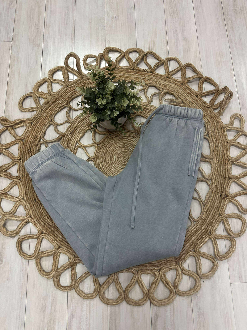 Zenana Acid Wash Fleece Jogger Pants with Pockets Sleet Grey
