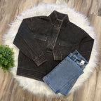 Zenana Basic Acid Wash Half Snap Pullover Sweater Black Women’s
