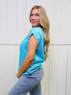 Zenana Crinkle Basic Washed Round Neck Short Sleeve Top