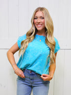 Zenana Crinkle Basic Washed Round Neck Short Sleeve Top