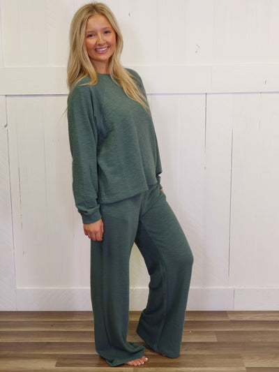 Zenana Curvy Long Sleeve Lounge Set Jade