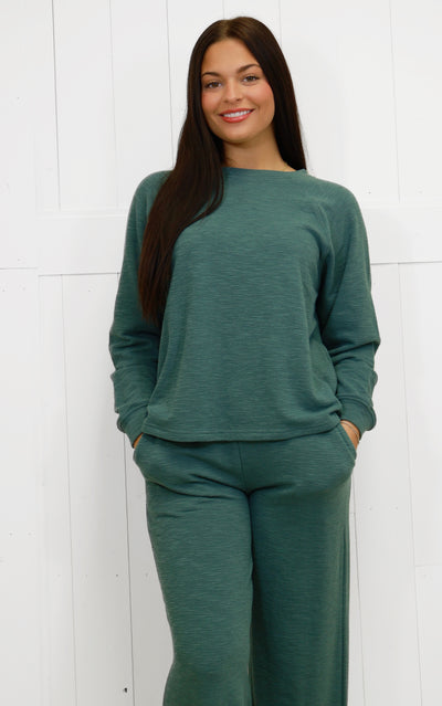 Zenana Curvy Long Sleeve Lounge Set Olive