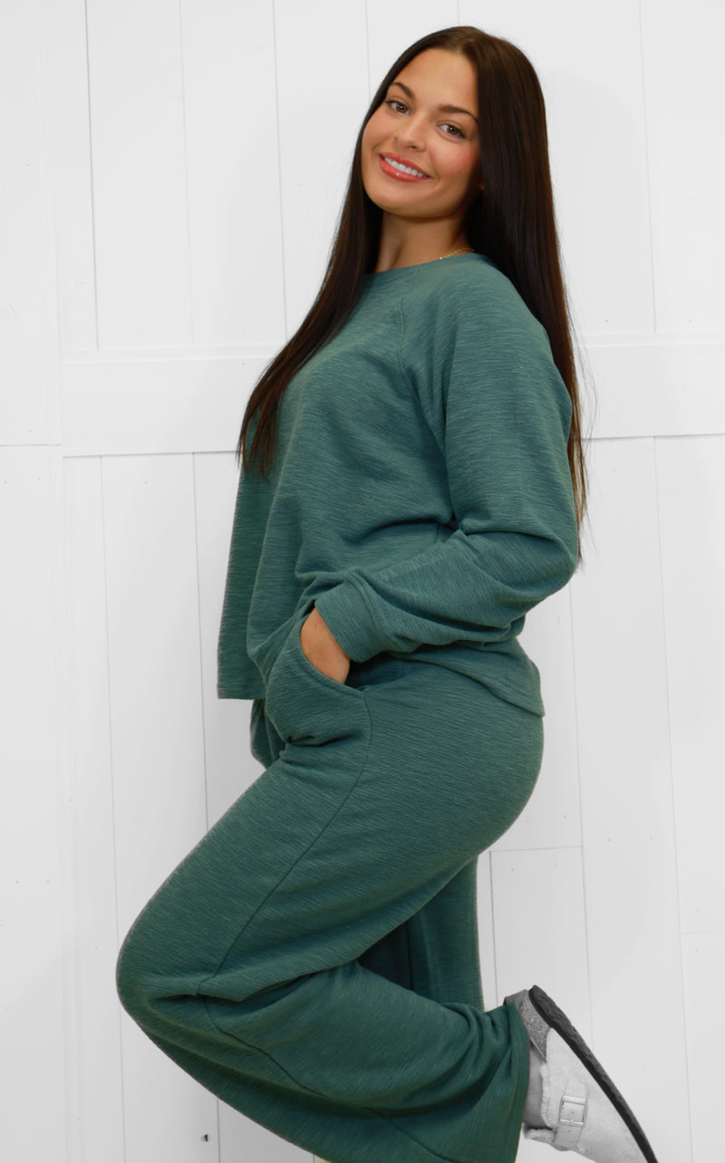 Zenana Curvy Long Sleeve Lounge Set Olive
