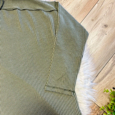 Zenana Curvy Ribbed Raw Edge Top Olive