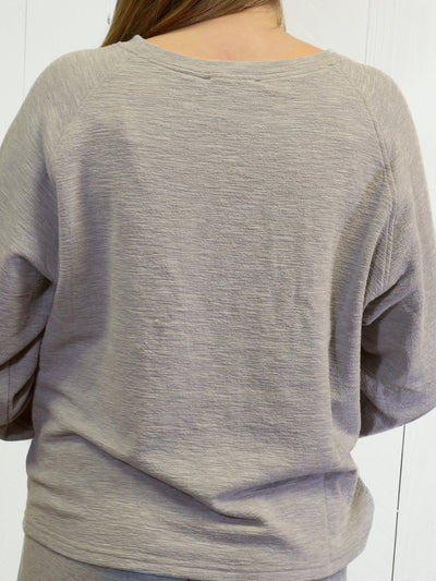 Zenana Curvy Slub Long Sleeve Lounge Set Color Coco