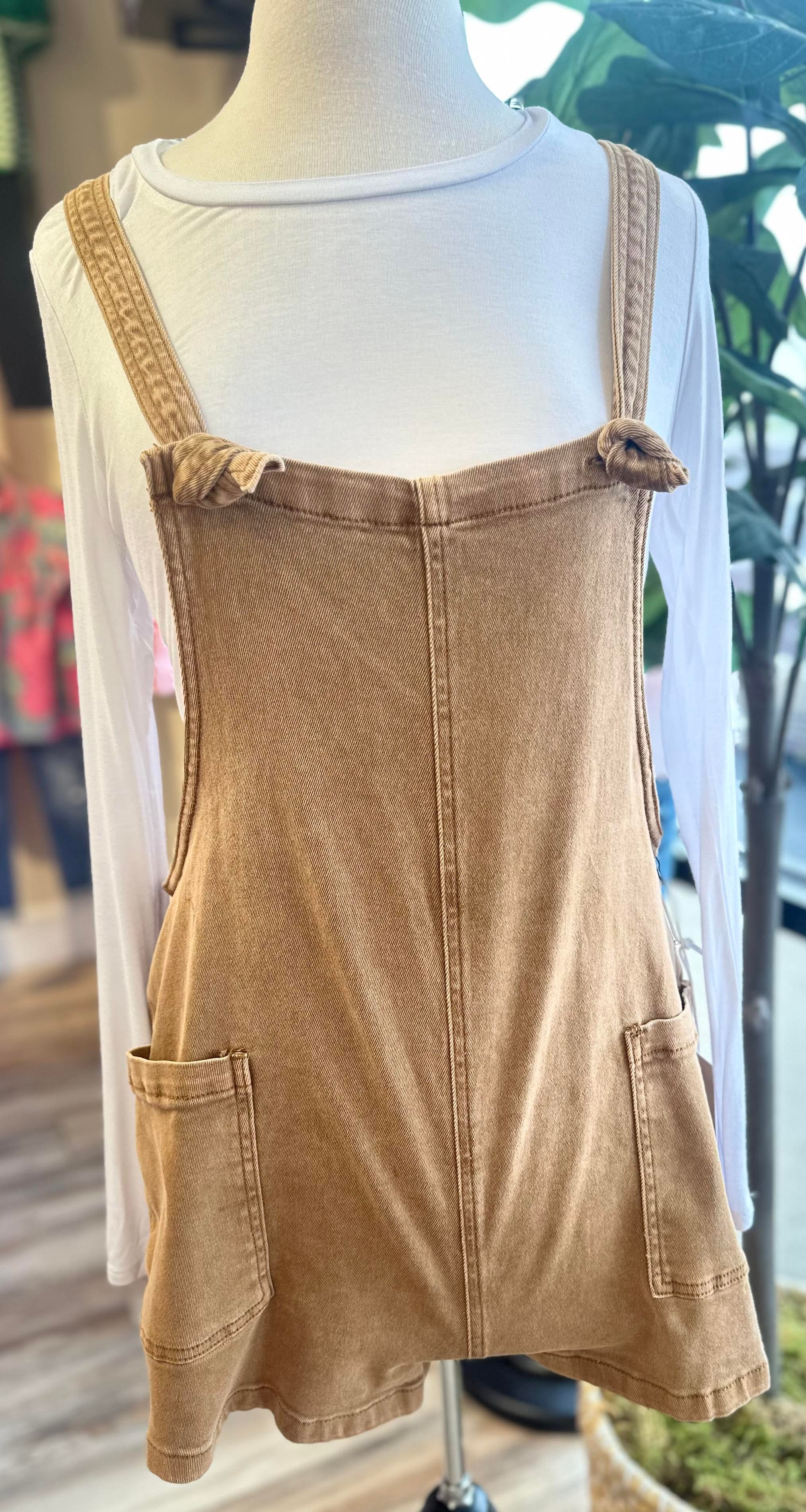 Zenana Brown Denim Romper Women's