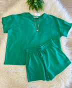 Zenana Kelly Green Short Set Women's