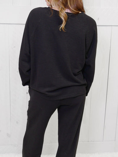 Zenana Long Sleeve Lounge Set Black