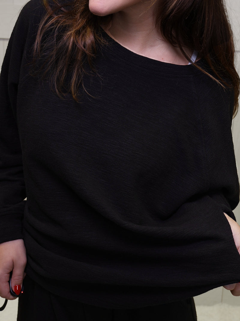 Zenana Long Sleeve Lounge Set Black