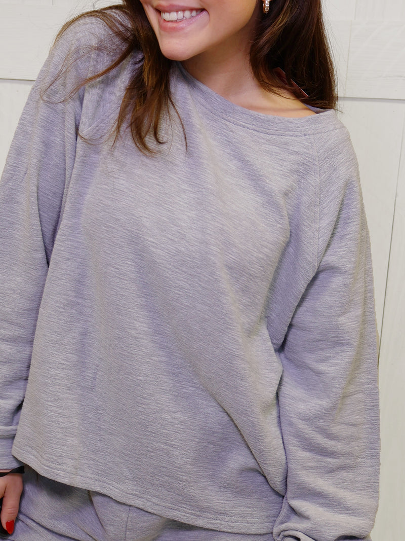 Zenana Long Sleeve Lounge Set Heather Grey